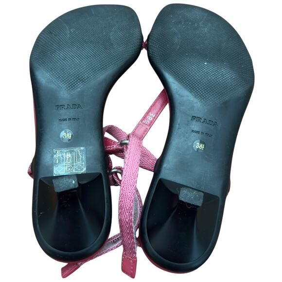 PRADA Women’s Pink Kitten Heel Sandals Size 38.5 - Picture 8 of 12
